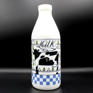 Vintage 1984 Glass Milk Bottle Jug by Alan Wood for Lillian Vernon Made in Italy